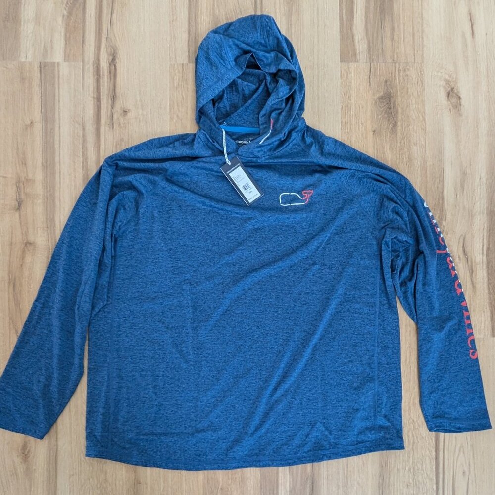 NWT Vineyard Vines Lightweight Hoodie Long Sleeve Nautical Navy Heather XXL